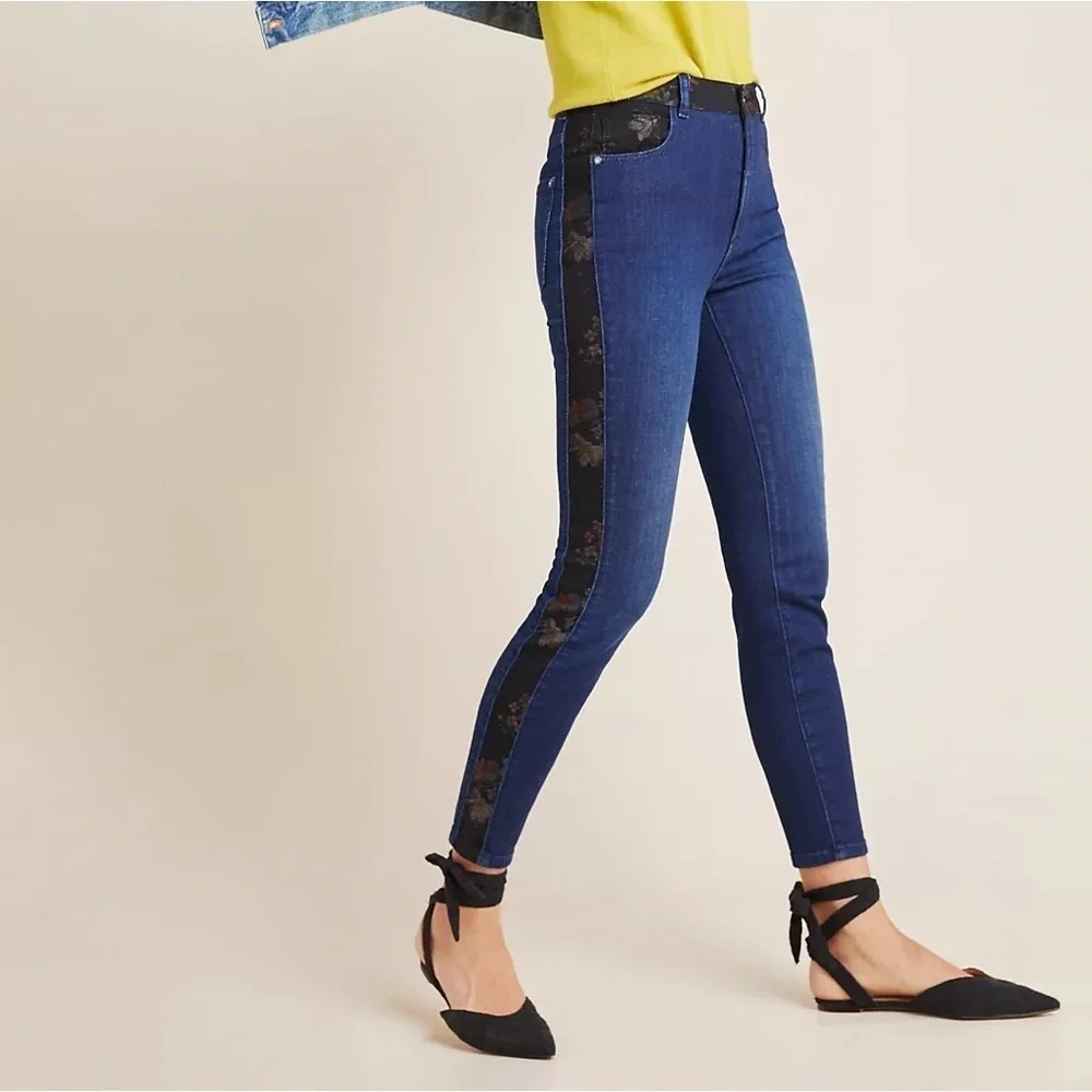 Anthropologie x Pilcro High-Rise Floral Contrast Skinny Jeans